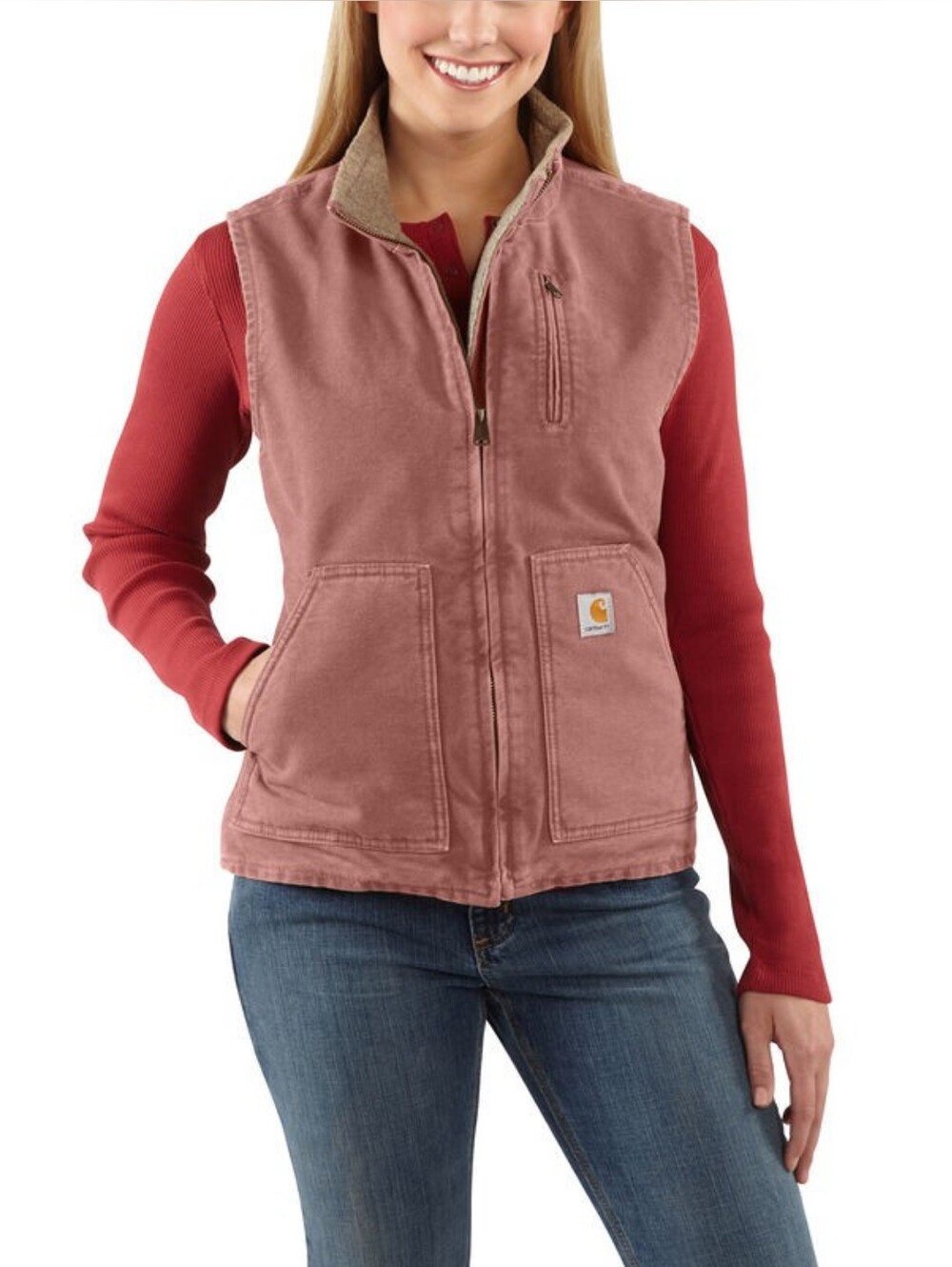 Carhartt Women's Dusty Rose Sherpa-Lined Utility Vest Size L